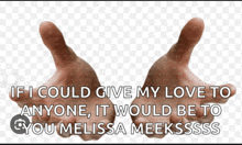 if i could give my love to anyone it would be to you melissa meekssss