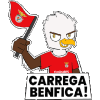 an eagle holding a flag and a sign that says carrega benfica