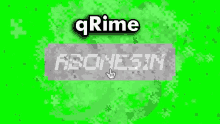 a green screen with a hand pointing to the word grime .