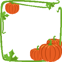 a square frame with pumpkins and leaves on it