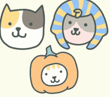 a cat , a pharaoh , and a pumpkin with a cat face on them .