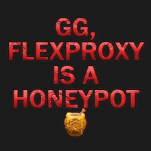 a poster that says ' gg flexproxy is a honeypot ' on it