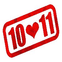 a red stamp with the number 10 and 11 in it