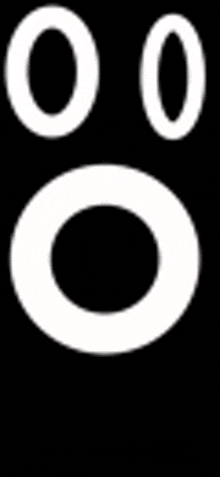 three white circles on a black background with a smiley face .