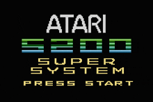 an atari super system press start screen with a black background