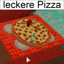 a pizza in a box with the words leckere pizza written on it