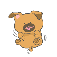 a cartoon drawing of a brown dog with its tongue hanging out