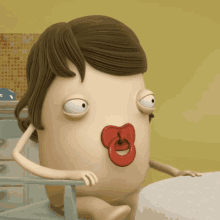 a cartoon baby with a pacifier in his mouth