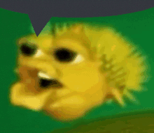 a blurry picture of a cartoon character 's face with a green background