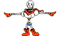 a pixel art drawing of papyrus from undertale with his arms outstretched