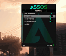 a screenshot of a video game that says assos on the top