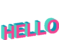 the word hello is written in blue and pink