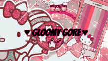 a hello kitty wallpaper with the words gloomy gore