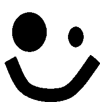 a black and white smiley face with two dots on it