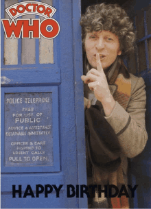 a doctor who poster with a woman making a shhh gesture