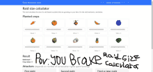 a screen shot of a website that says raid size calculator on it