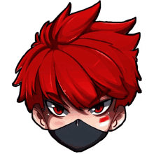 a cartoon character with red hair and a mask on his face