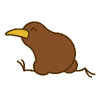 a cartoon drawing of a brown bird with a yellow beak on a white background