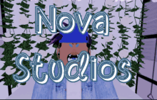 a poster for nova studios shows a cartoon character