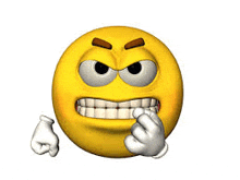 a cartoon smiley face with a very angry look on his face .