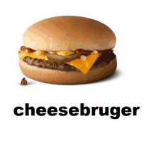 a picture of a cheeseburger with the word cheesebruger written below it