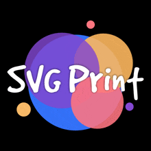 a logo for svg print with colorful circles in the background