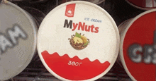 a container of mynuts ice cream sits in a cooler