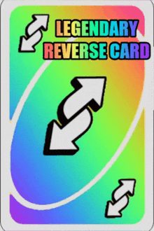 a rainbow colored reverse card that says legendary reverse card