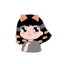 a drawing of a girl with cat ears on her head