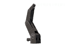 a 3d model of a robotic arm with a white background .