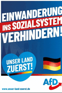 a blue poster with a heart and the word afd on it