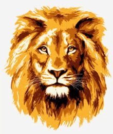 a painting of a lion 's head with a long mane