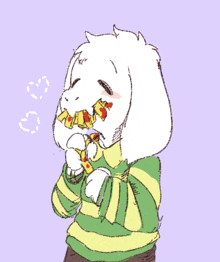 a drawing of a goat eating a pizza