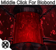 a red background with the words middle click for biobond below it