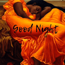 a painting of a woman sleeping with the words good night