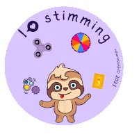 a purple circle with a sloth and the words " i o stunning "