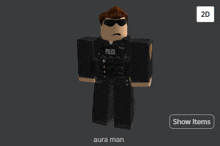 a screenshot of a roblox character with the name aura man on it