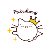 a drawing of a cat with a crown and the words fabulous