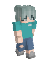 a minecraft character with blue hair and a blue shirt