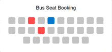 a grid of squares with a red square in the middle and the words bus seat booking below it