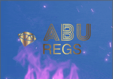 a blue background with abu regs written in gold letters