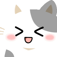 a cartoon drawing of a cat with its eyes closed and a smile on its face