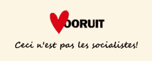 a sign that says vooruit with a red heart