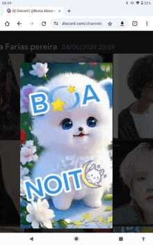 a picture of a white dog with the words boa noite