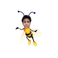 a cartoon bee with a man 's face on its head