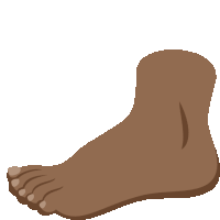 a cartoon drawing of a black foot with white toes on a white background