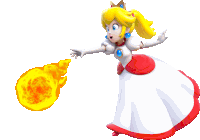 princess peach is holding a fireball in her hands