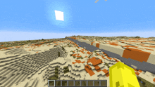 a screenshot of a minecraft game with the sun shining through the sky