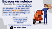 an advertisement for entregas via motoboy with a man on a scooter