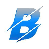 a blue and gray letter b with a white outline on a white background